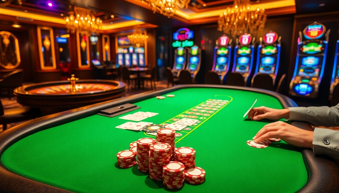 Engaging poker scene in a casino featuring dn88 chips and cards in action.