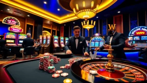 Experience the high-stakes excitement of OK WIN with vibrant casino visuals and engaging gameplay.
