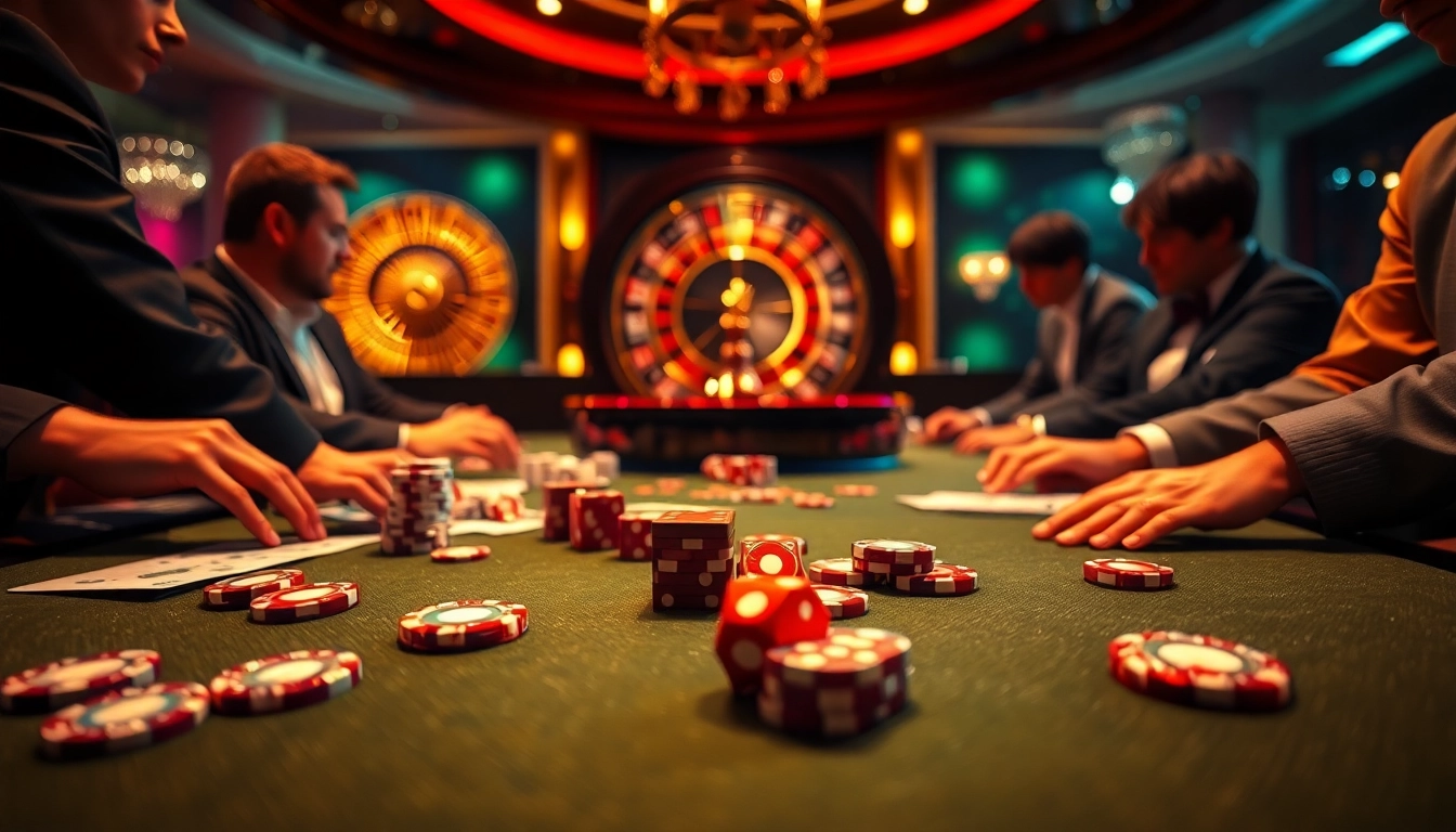 Experience high-stakes poker action at phsky.ltd with vibrant chips and cards.