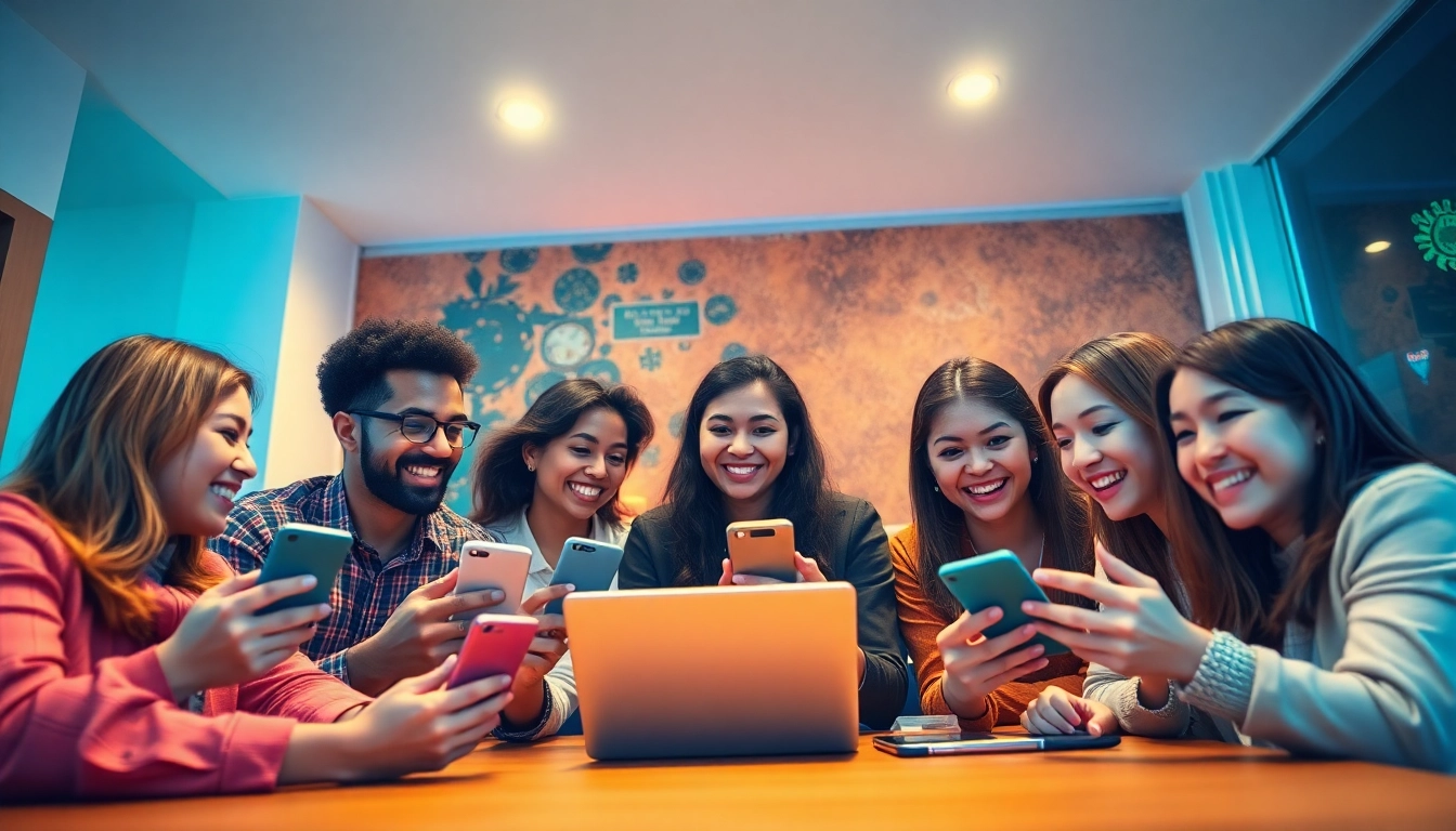 مشهد غرفة دردشة ديناميكي يظهر التفاعل في شات فله مع مشاركين متنوعين.