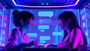 Inviting NSFW Character AI chat interface featuring playful avatars and vibrant dialogue.