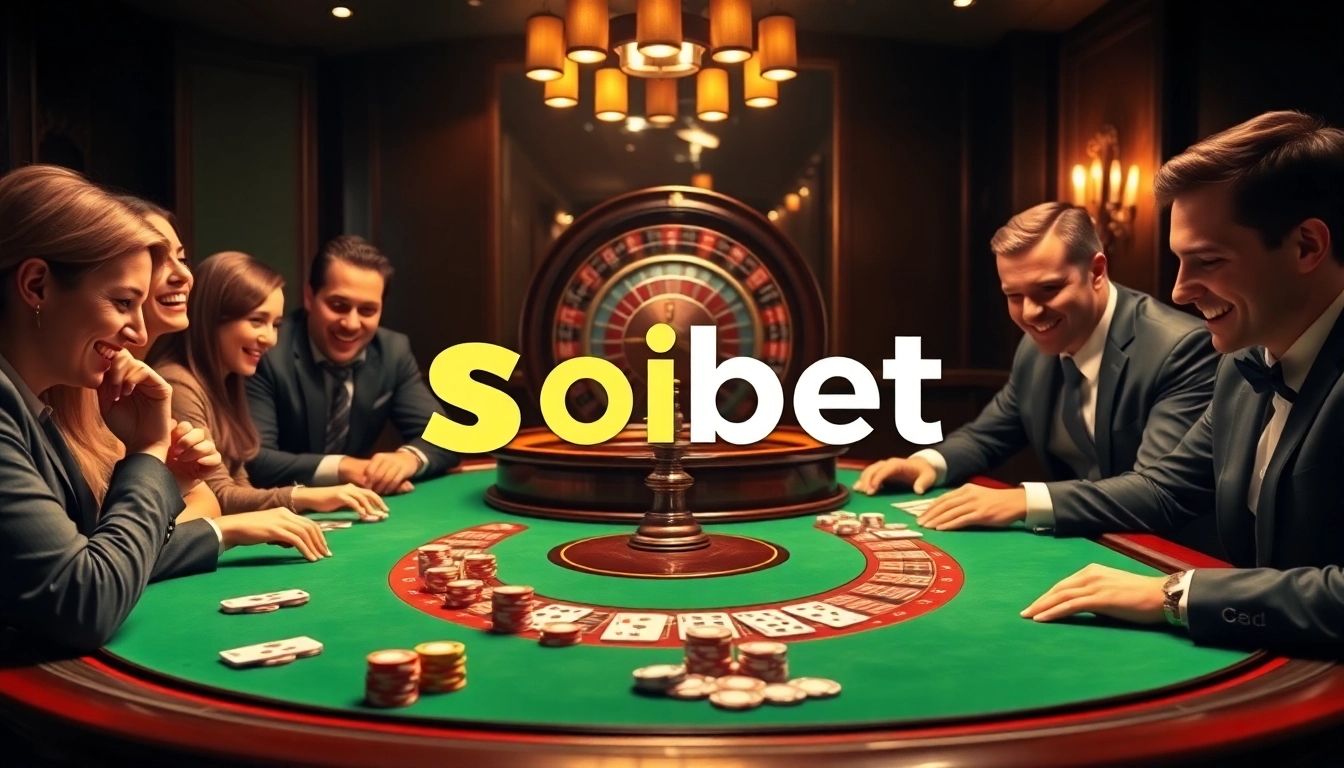 Players enjoying an exciting poker game at a luxurious casino table showcasing soibet’s vibrant atmosphere.
