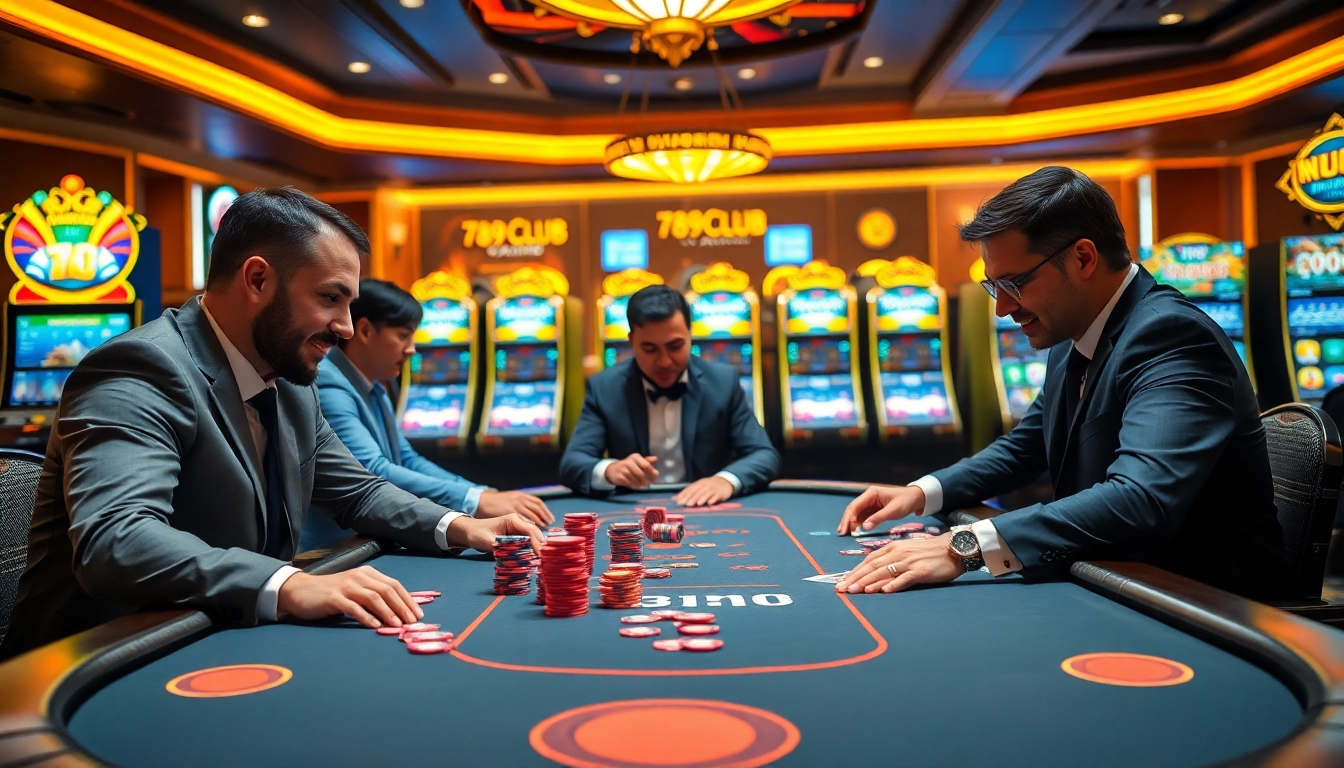 Engaging players at the 789club gaming table, highlighting the excitement of casino interactions.