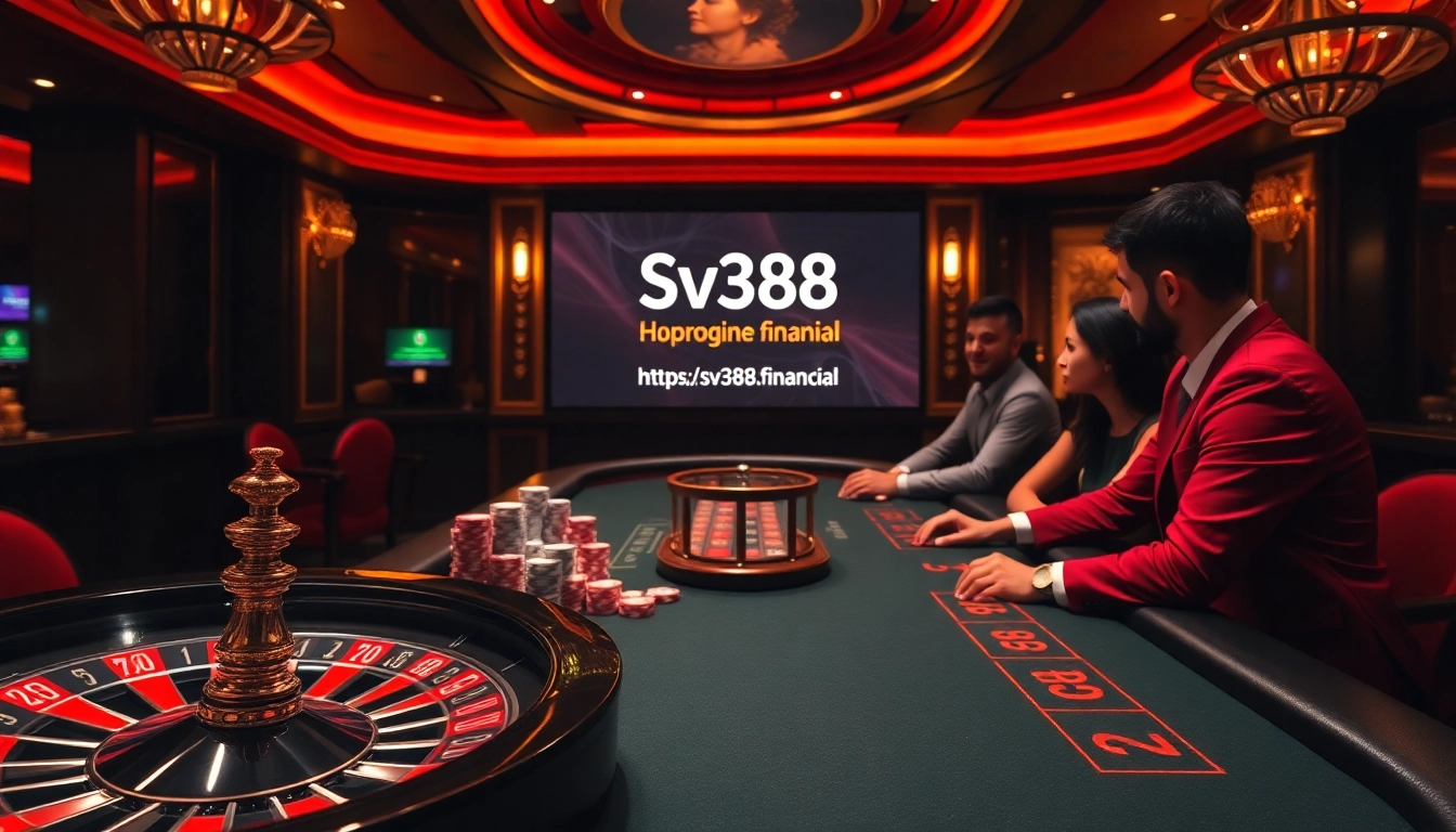 Engaging players enjoying games at https://sv388.financial/, featuring poker chips and roulette.