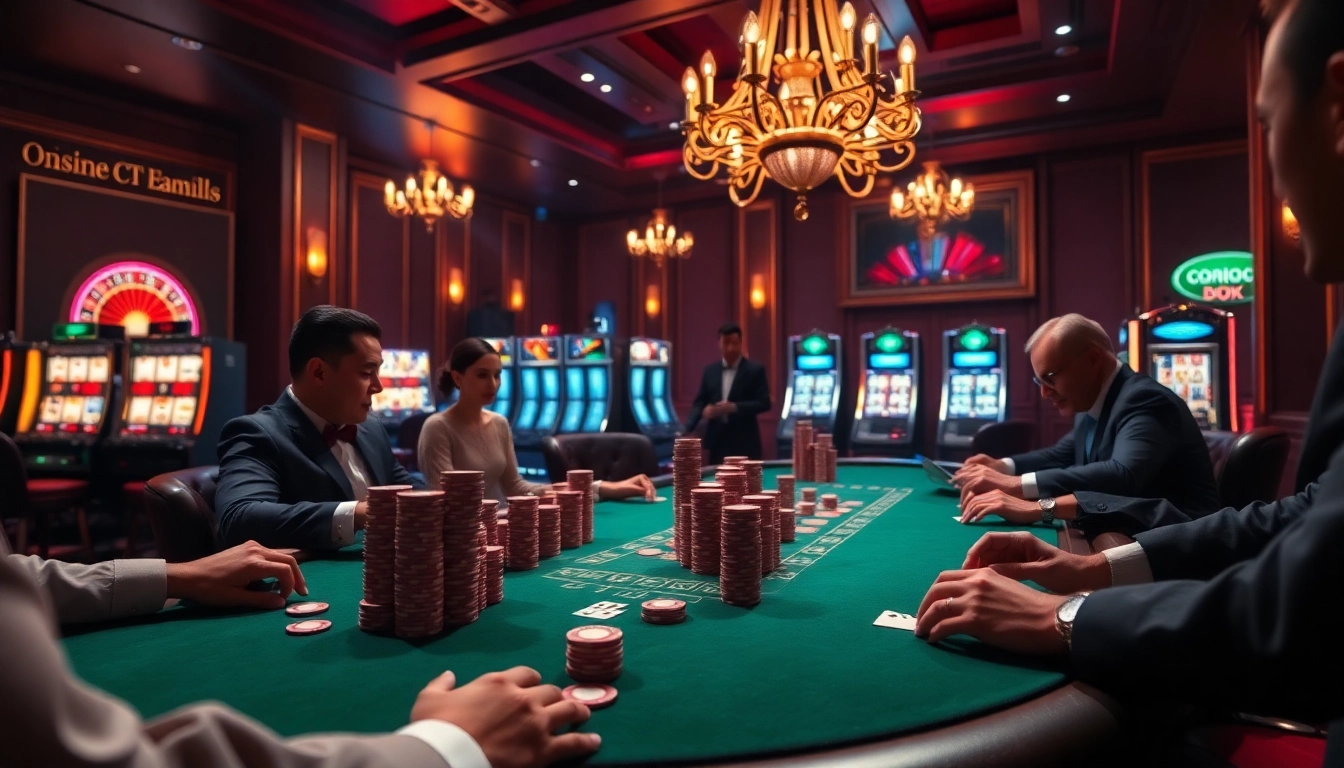 A high-stakes poker game scene showcasing U888 com with elegant players and vibrant casino elements.