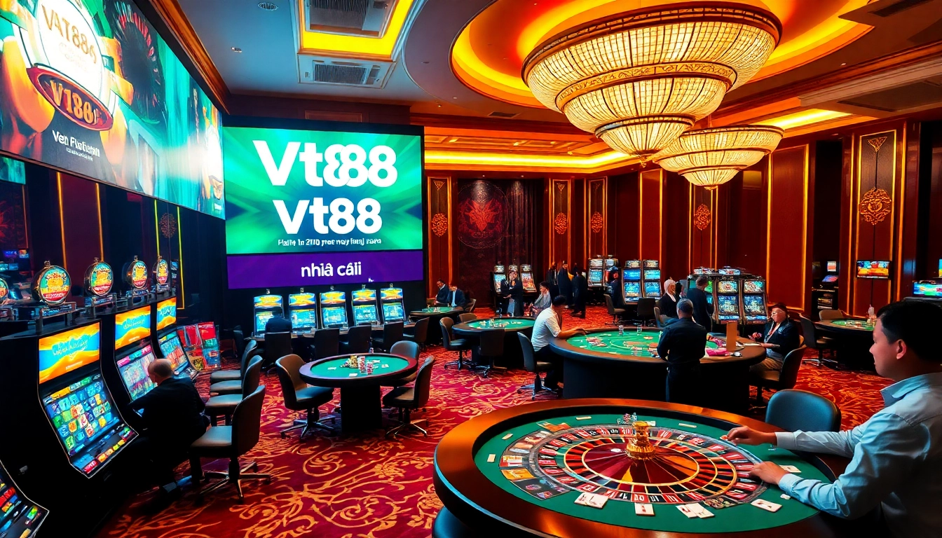 Players enjoying table games at Vt88 nhà cái casino, highlighting vibrant gambling action.
